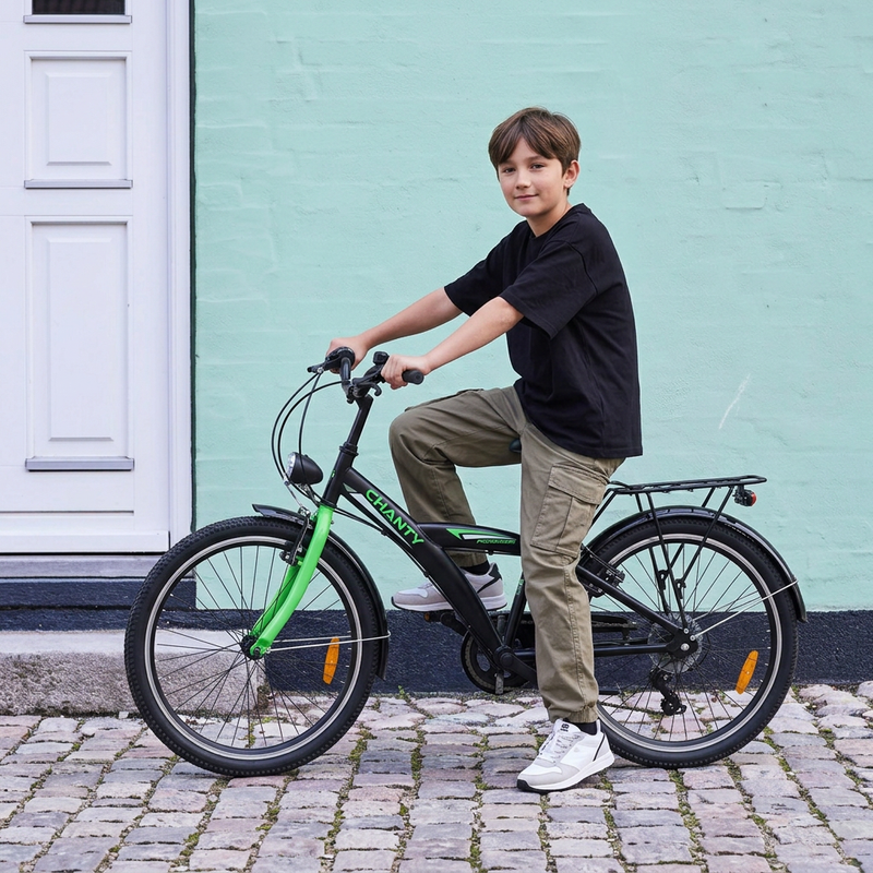 CHANTY Roader 24" Vélo garçon noir et vert | 7 vitesses |  