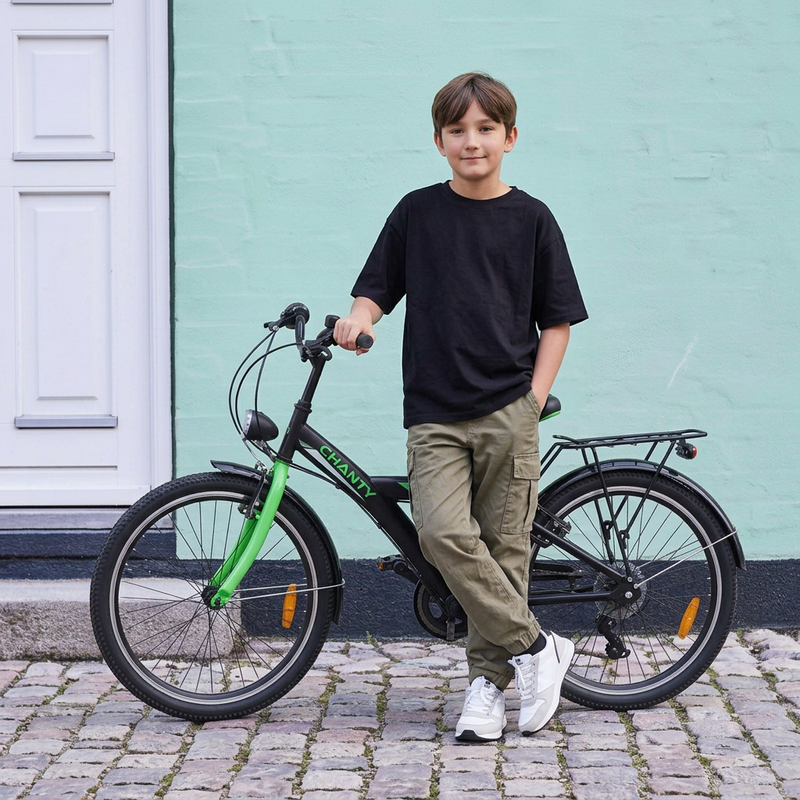 CHANTY Roader 24" Vélo garçon noir et vert | 7 vitesses |  