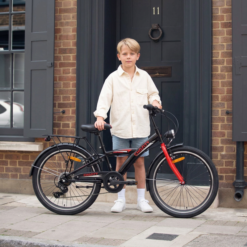 Chanty vélo pour enfant 24" – Garçon – Noir/Rouge – 7 vitesses